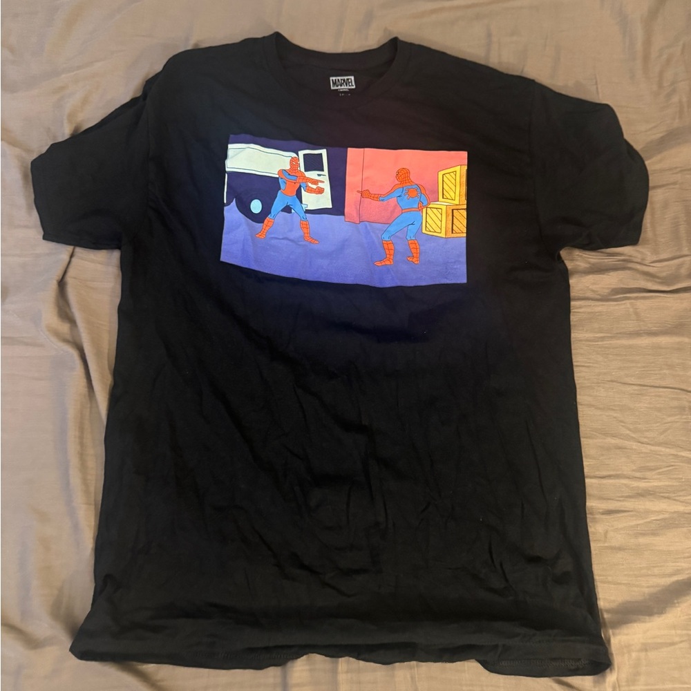 Marvel Black Tee with Colorful Comic Print
